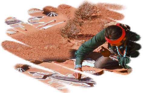 Navajo Creating a Sand Painiting